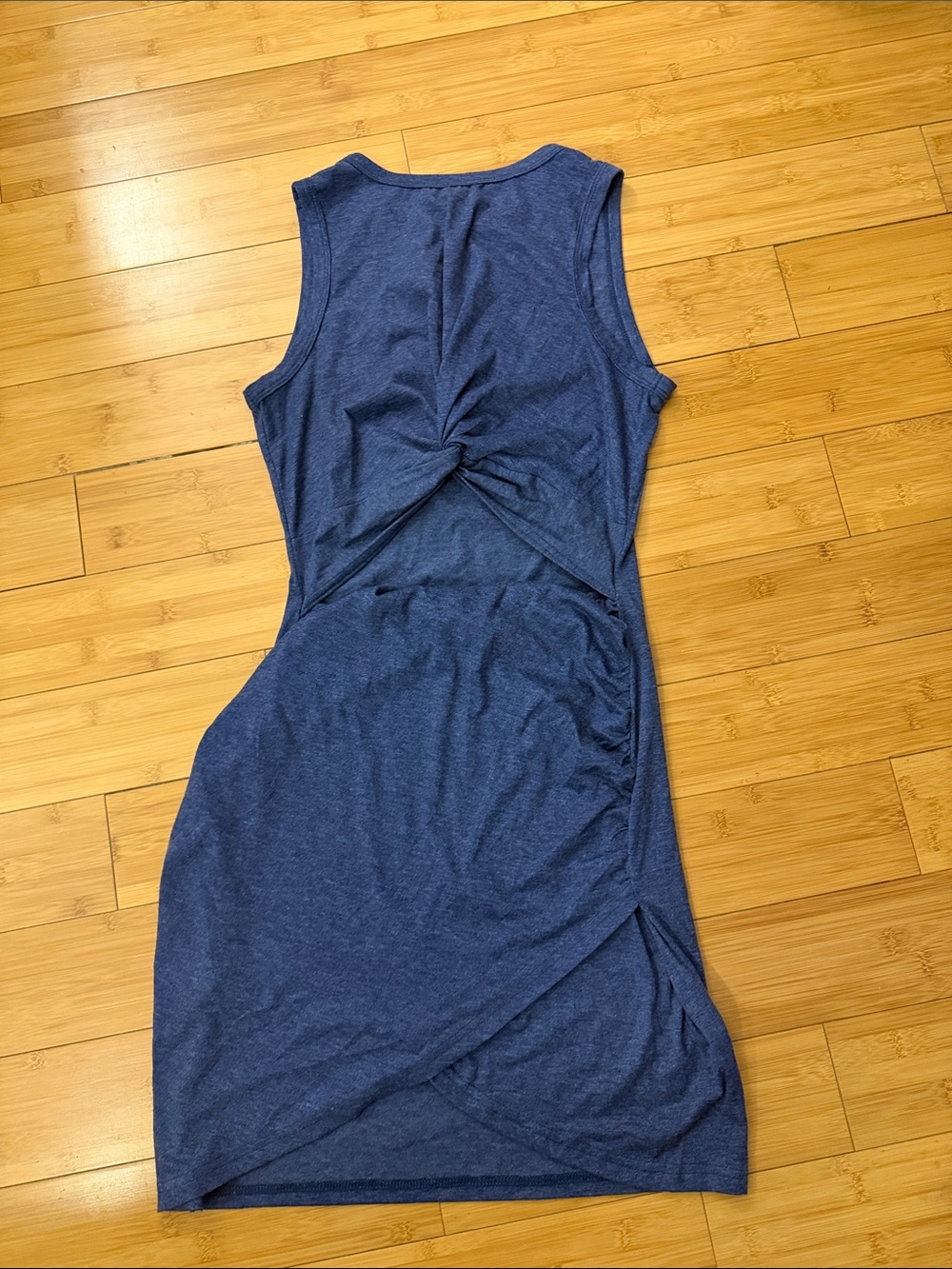 Sleeveless Twist Jersey Dress in Dark Blue